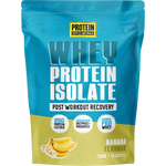 500g pouch of Protein Supplies Australia Banana Whey Protein Isolate with a yellow label and banana graphics.