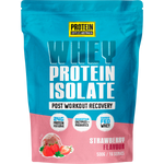 Protein Supplies Australia WPI Whey Protein Isolate Strawberry 500g bag with a strawberry illustration.