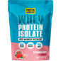 Protein Supplies Australia WPI Whey Protein Isolate Strawberry 500g bag with a strawberry illustration.