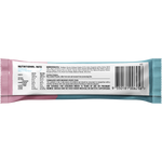 Back of Berry Cheesecake Collagen Protein Bar wrapper with nutrition facts, ingredients, and allergen information.