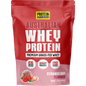 500g bag of Protein Supplies Australia strawberry whey protein powder with a scoop and strawberries on the label.