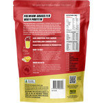Back of Protein Supplies Australia Banana Whey Protein 500g bag with nutrition facts and ingredients.