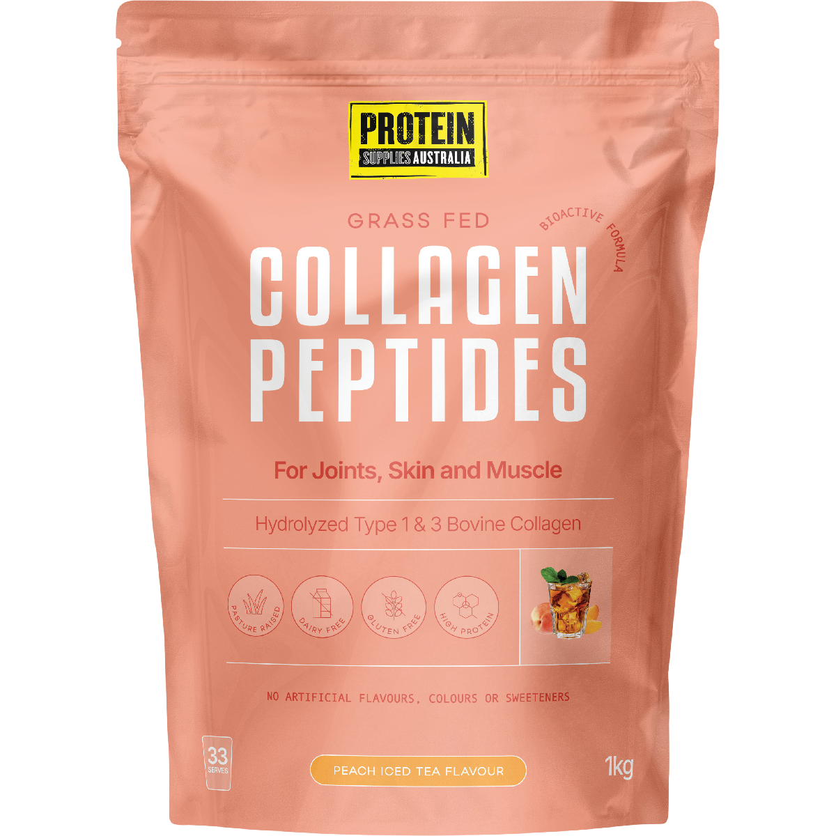 Protein Supplies Australia Collagen Peptides Peach Iced Tea 1kg