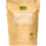 500g tub of Protein Supplies Australia Collagen Peptides in Mango Passionfruit flavor on a white background.