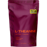 100g pouch of Protein Supplies Australia L-Theanine pure powder with a white and blue label and black cap.