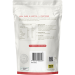 Rear view of a 100g tub of Protein Supplies Australia NAC Unflavoured powder showing directions and product information.