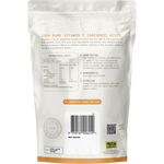 The back of a Protein Supplies Australia Vitamin C 100g pouch featuring nutritional information and directions.