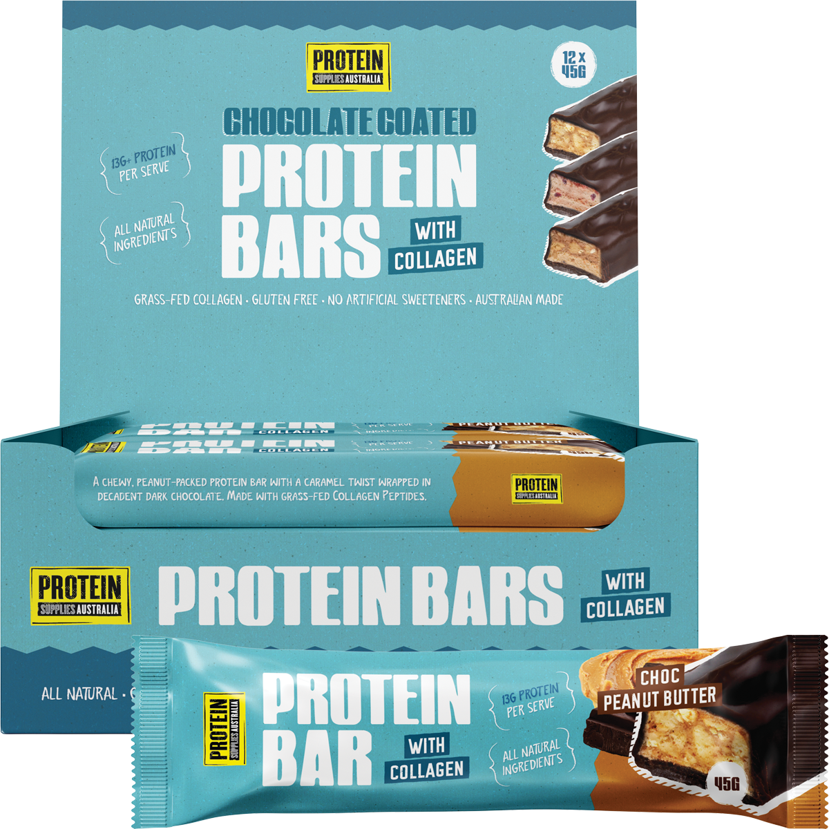 Protein Supplies Australia Protein Bar with Collagen Choc Peanut Butter 45g (Pack of 12)