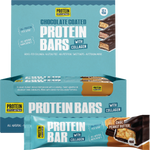 Protein Supplies Australia Choc Peanut Butter Protein Bar with Collagen front and back packaging with loose bar pieces.
