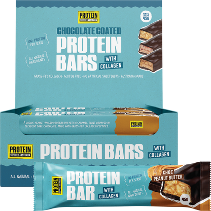 Protein Supplies Australia Protein Bar with Collagen Choc Peanut Butter 45g (Pack of 12)
