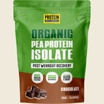500g bag of Protein Supplies Australia Pea Protein Isolate Chocolate with organic cacao on a white background.