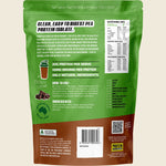 Back of Protein Supplies Australia 1kg Pea Protein Isolate Chocolate tub showing nutritional info and ingredients.
