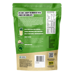 Rear view of a 1kg tub of Protein Supplies Australia Pea Protein Isolate Vanilla Bean showing the yellow and white label.