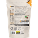 Back of a 1kg bag of Protein Supplies Australia 360Whey Chocolate showing nutritional info and ingredients.