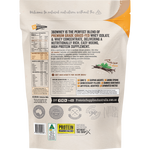 Back of 500g Protein Supplies Australia 360Whey Vanilla Bean pouch showing ingredients and nutritional information.