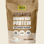 500g pouch of Protein Supplies Australia Organic Brown Rice Protein Unflavoured on a white background.