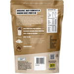 Back of 1kg Protein Supplies Australia Organic Brown Rice Protein bag showing nutritional panel and product details.
