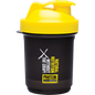 Black 400ml multi-compartment shaker bottle with storage for vitamins and protein powder.