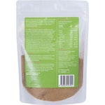 Back of a 200g bag of Power Super Foods Organic Coconut Sugar showing product information and nutritional benefits.