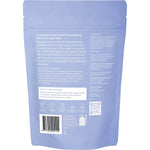 Back of Epzen Calm Soak 500g magnesium bath flakes bag showing product details and usage instructions.