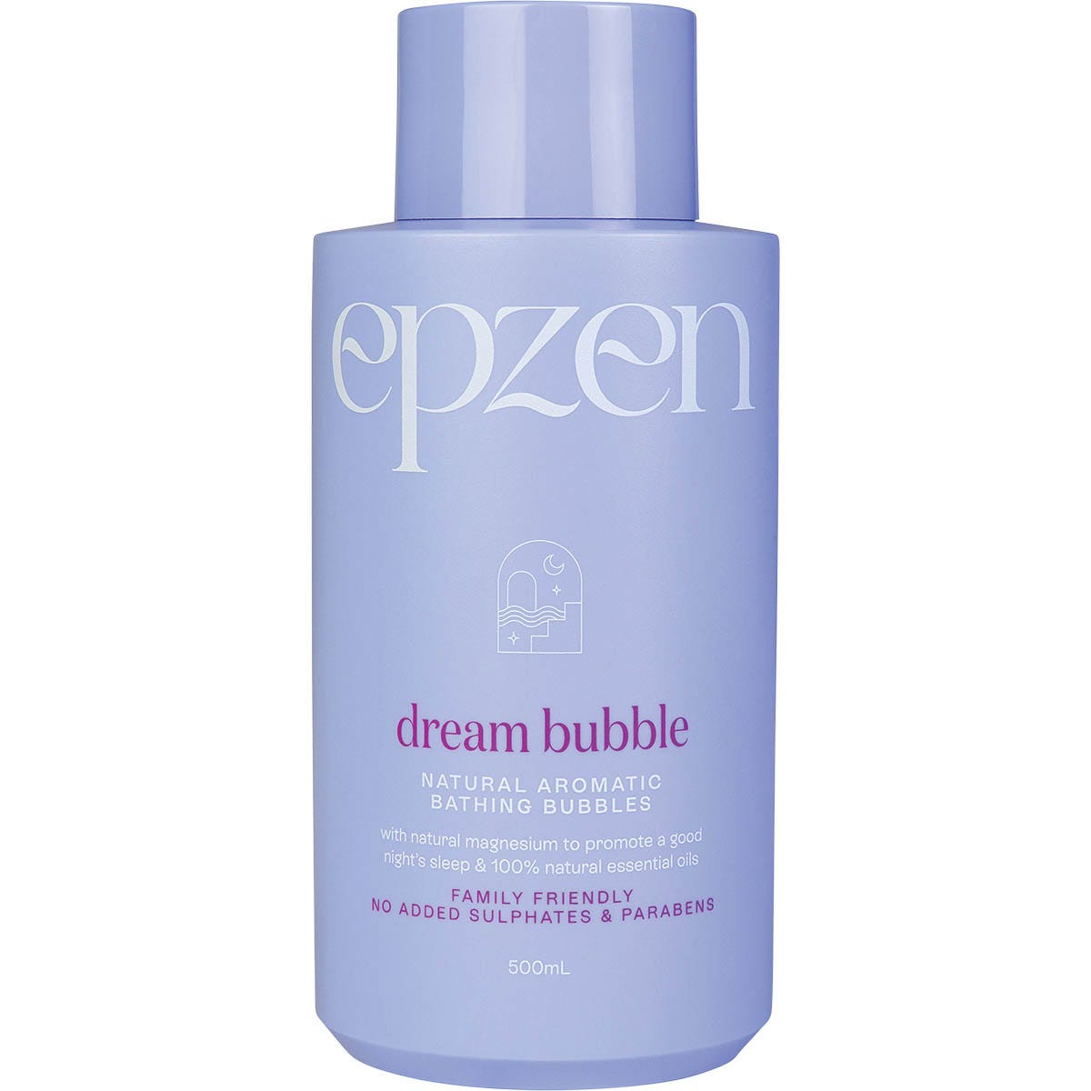Epzen Bathing Bubbles Dream Bubble 500ml bottle with magnesium and essential oils for a relaxing, natural bubble bath.