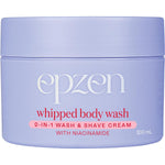 Epzen 200ml Whipped Body Wash tub with marshmallow extract and niacinamide on a white background.