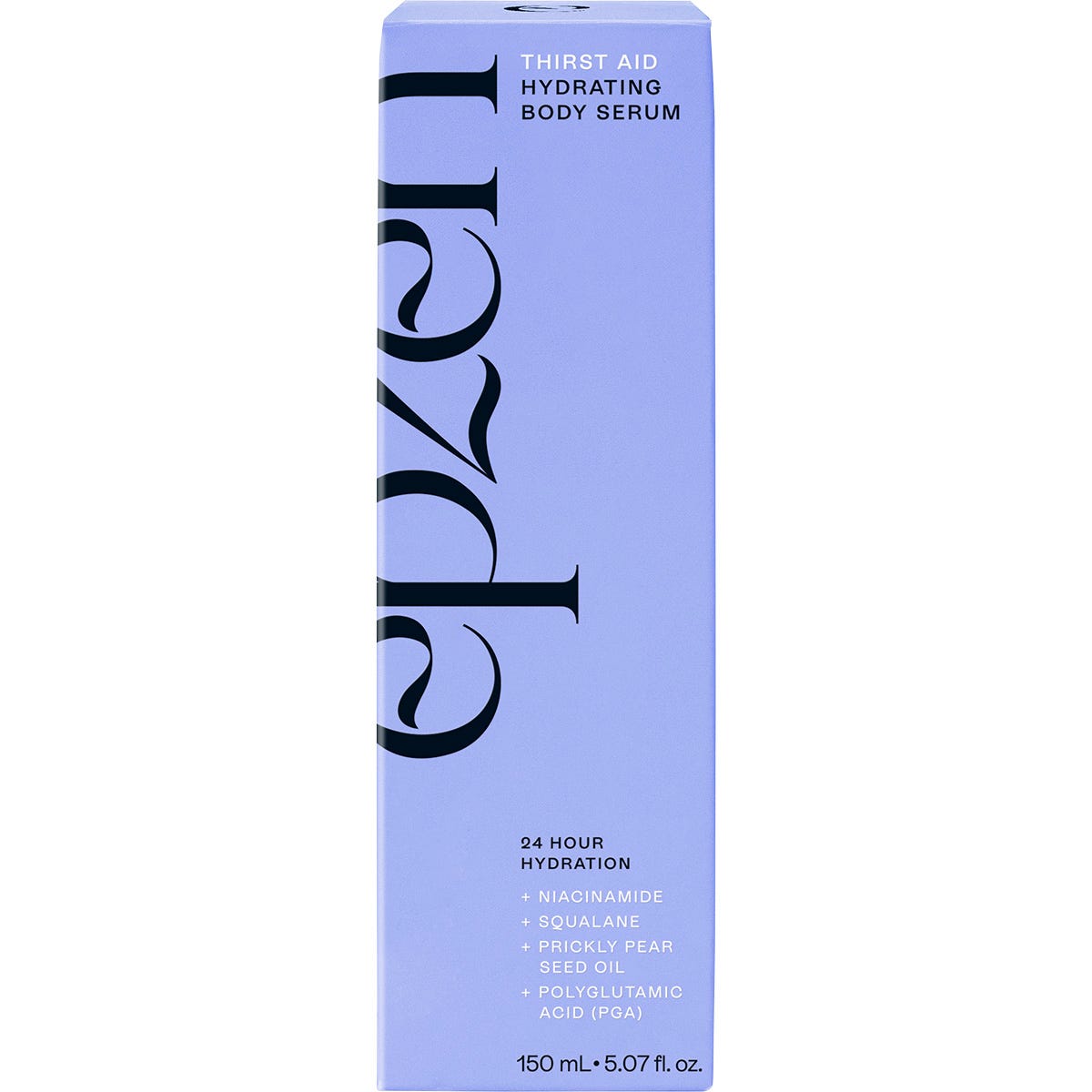 Purple box of Epzen Hydrating Body Serum with white and silver text on a clean white background.