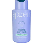 400ml bottle of Epzen Clearing Body Wash with AHAs and Salicylic Acid, featuring a blue and white label.