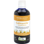 PPC Herbs Herbanica Calmamile 100ml amber glass bottle with a white pump dispenser on a white background.