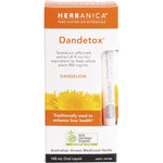 PPC Herbs Herbanica Dandetox 100ml retail box with a white and green floral design on a white background.
