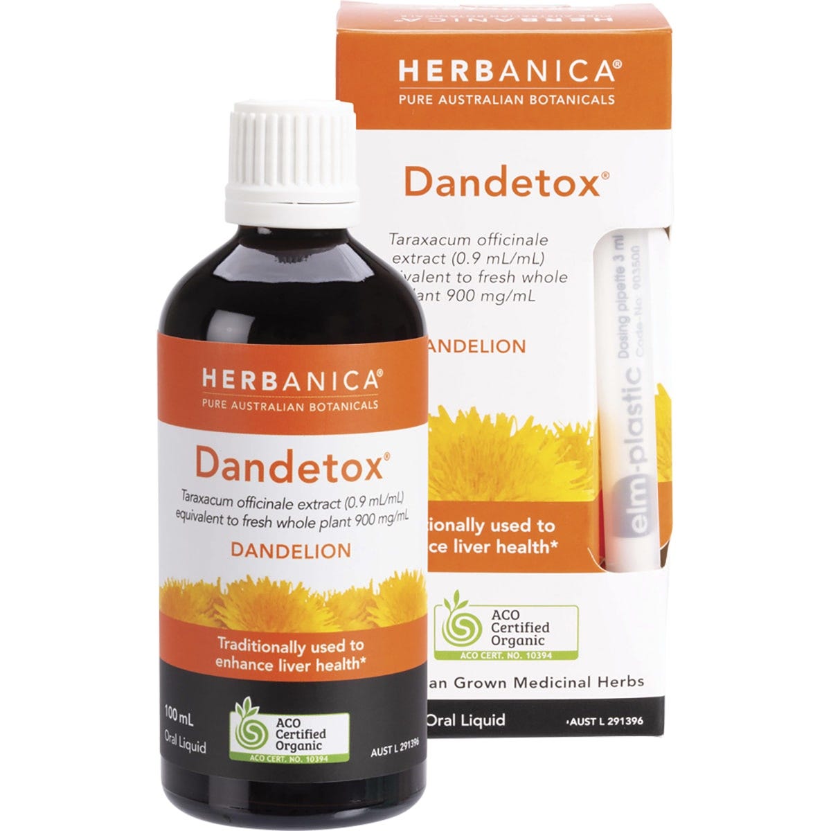 PPC Herbs Herbanica Dandetox 100ml herbal tincture bottle and packaging for liver health support.