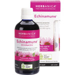 100ml bottle and box of Herbanica Echinamune Echinacea herbal tincture, an organic Australian immune support supplement.