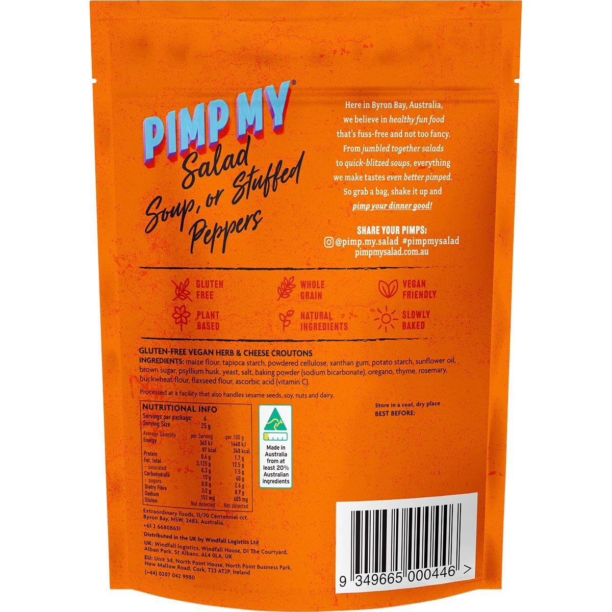 Pimp My Salad Croutons Vegan Herb & Cheese 150g Payless 4 Organics