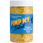 Pack of 5 jars of Pimp My Salad Organic Nutritional Yeast Flakes, 95g each, with a cheesy flavor and B vitamins.