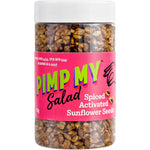 Pack of 5 jars of Pimp My Salad Spiced Activated Sunflower Seeds, 135g each, on a white background.