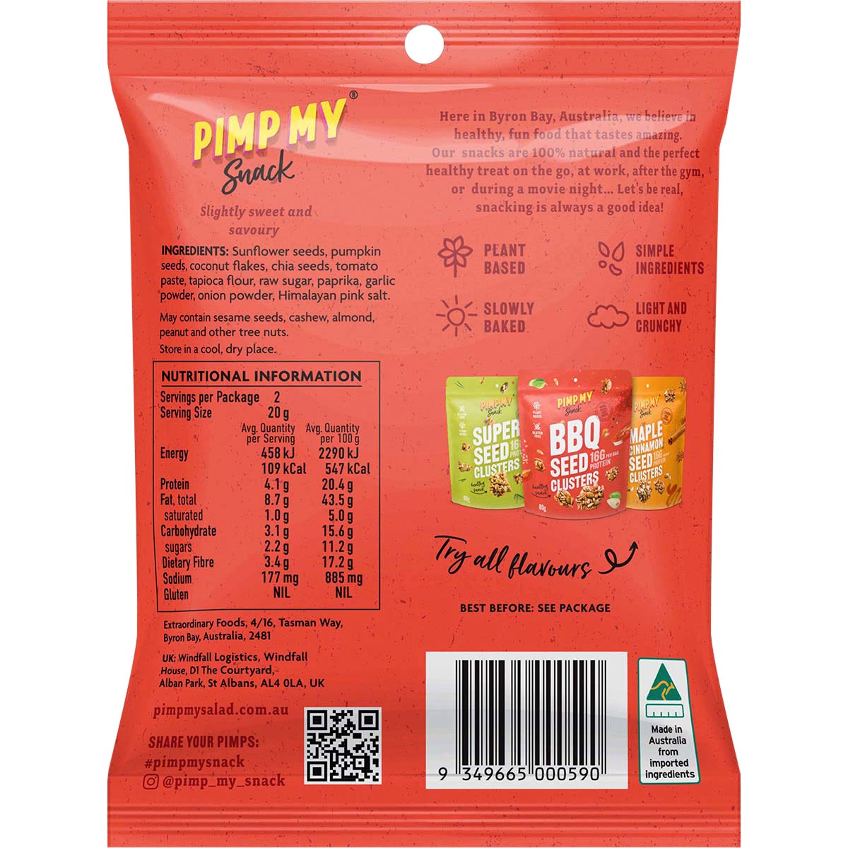 Pimp My Snack BBQ Seeds Clusters 40g (Pack of 12) Payless 4 Organics