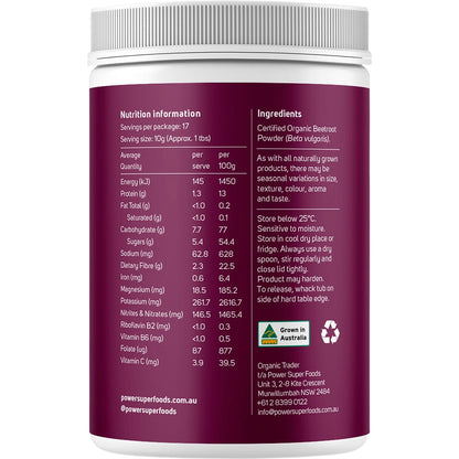 Power Super Foods Beetroot Powder Certified Organic 170g Payless 4 Organics