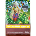 450g bag of Power Super Foods Raw Cacao Butter Buttons with a gold and brown label on a white background.