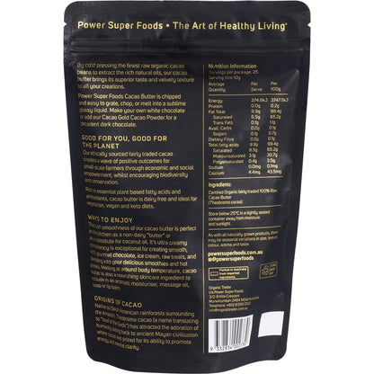 Power Super Foods Cacao Gold Butter Chunks Raw Certified Organic 250g Payless 4 Organics