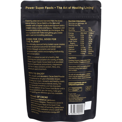 Power Super Foods Cacao Gold Powder Certified Organic 225g Payless 4 Organics