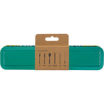 Back of the Retrokitchen Flatware metal tin for the reusable stainless steel cutlery set.