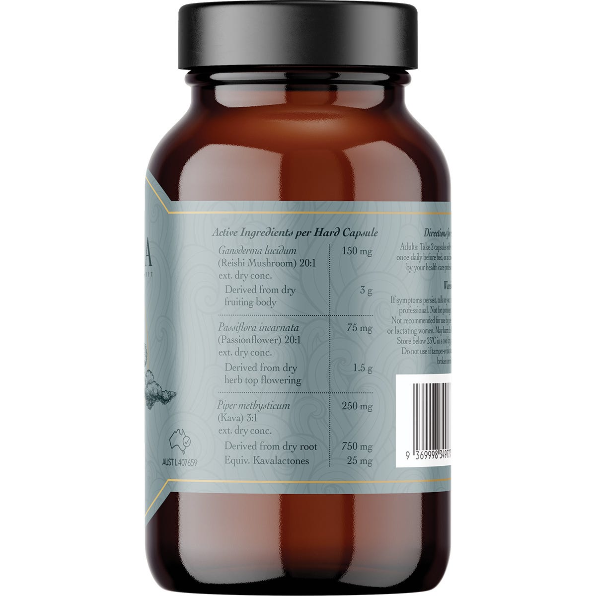 Right-side view of a Ritua SLEEP 60-capsule bottle showing nutrition facts, directions, and ingredients.