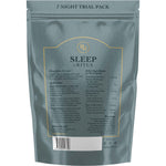 Back of a Ritua SLEEP Trial Pack showing ingredients, directions, and 14 capsules for a 7-night supply.