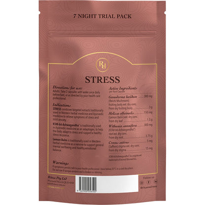 Ritua STRESS 7 Day Saffron Ashwagandha LemonBalm Reishi 14 Caps