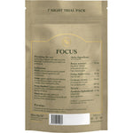 Back of the Ritua Focus 14-capsule trial pack showing the ingredients list and nutritional information.