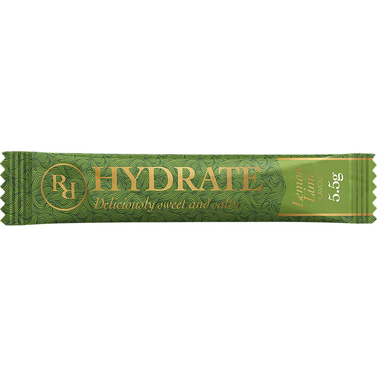 Single 5.5g sachet of Ritua HYDRATE Lemon Lime electrolyte powder on a white background.