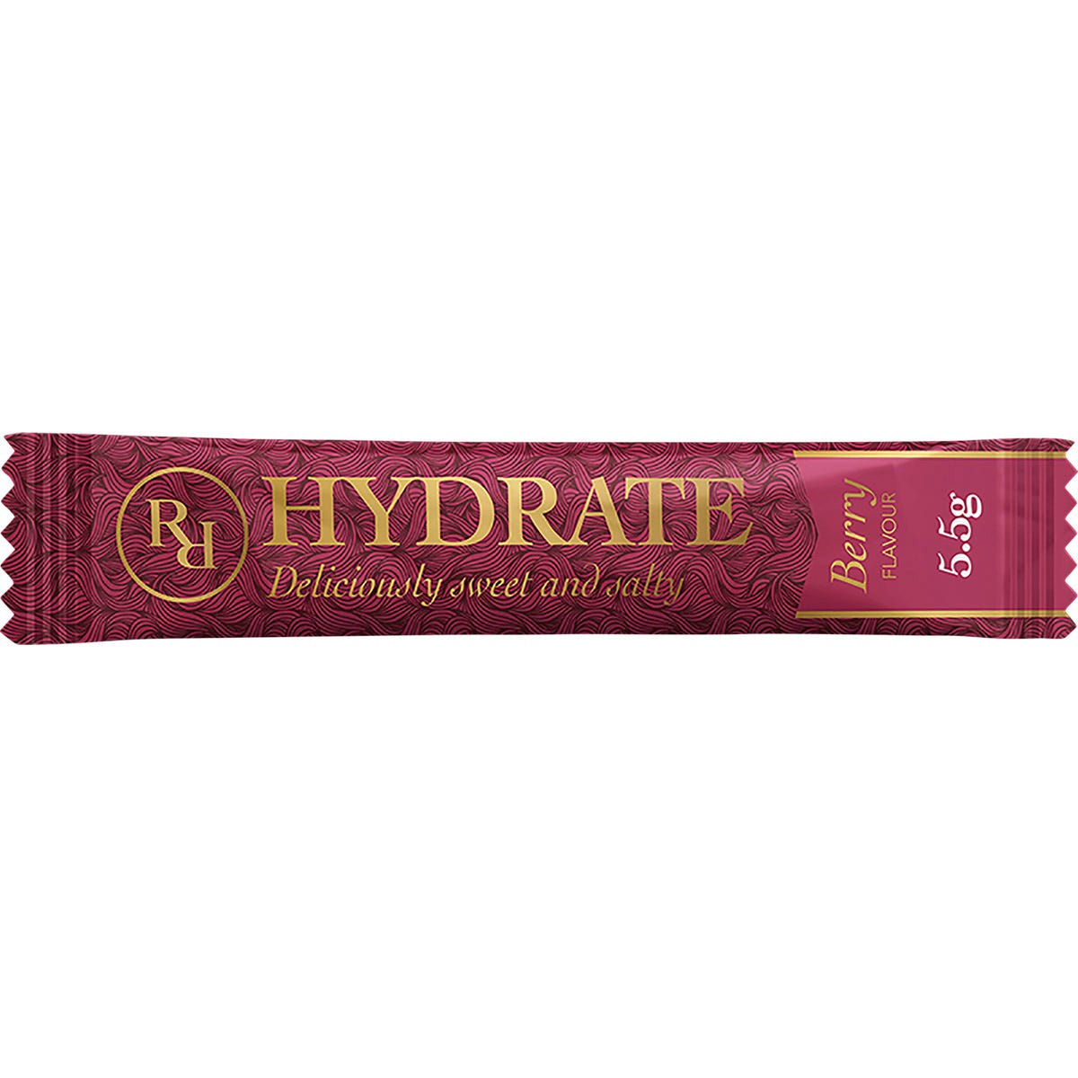 Single Ritua Hydrate Berry 5.5g electrolyte sachet showing a pink and white wrapper with clear branding.
