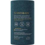Side view of a Ritua Hydrate Berry 30-pack box highlighting product benefits and its all-natural, vegan formula.