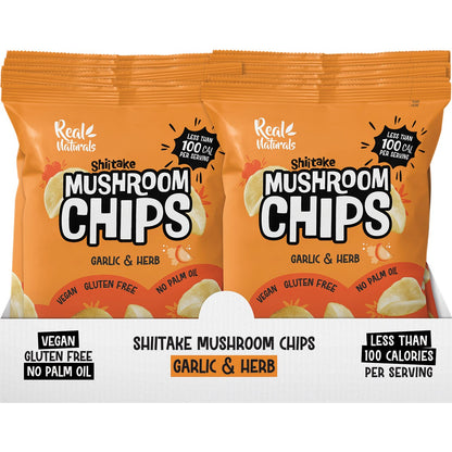 Real Naturals Shiitake Mushroom Chips Garlic & Herb 32g (Pack of 12) Payless 4 Organics