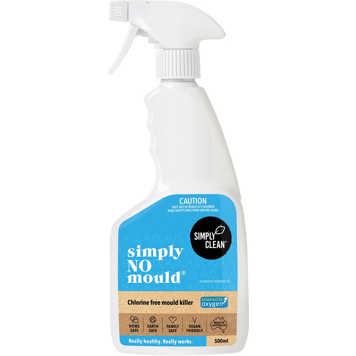 Simply Clean Simply NO Mould 500ml spray bottle with a white and green label against a white background.